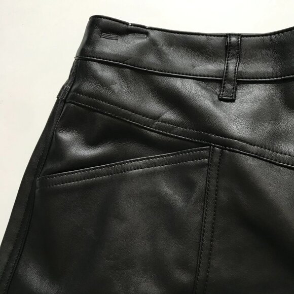 Rebecca Minkoff June Faux Leather Pants Womens 8 Black Straight Leg Cropped Crop - Picture 6 of 13
